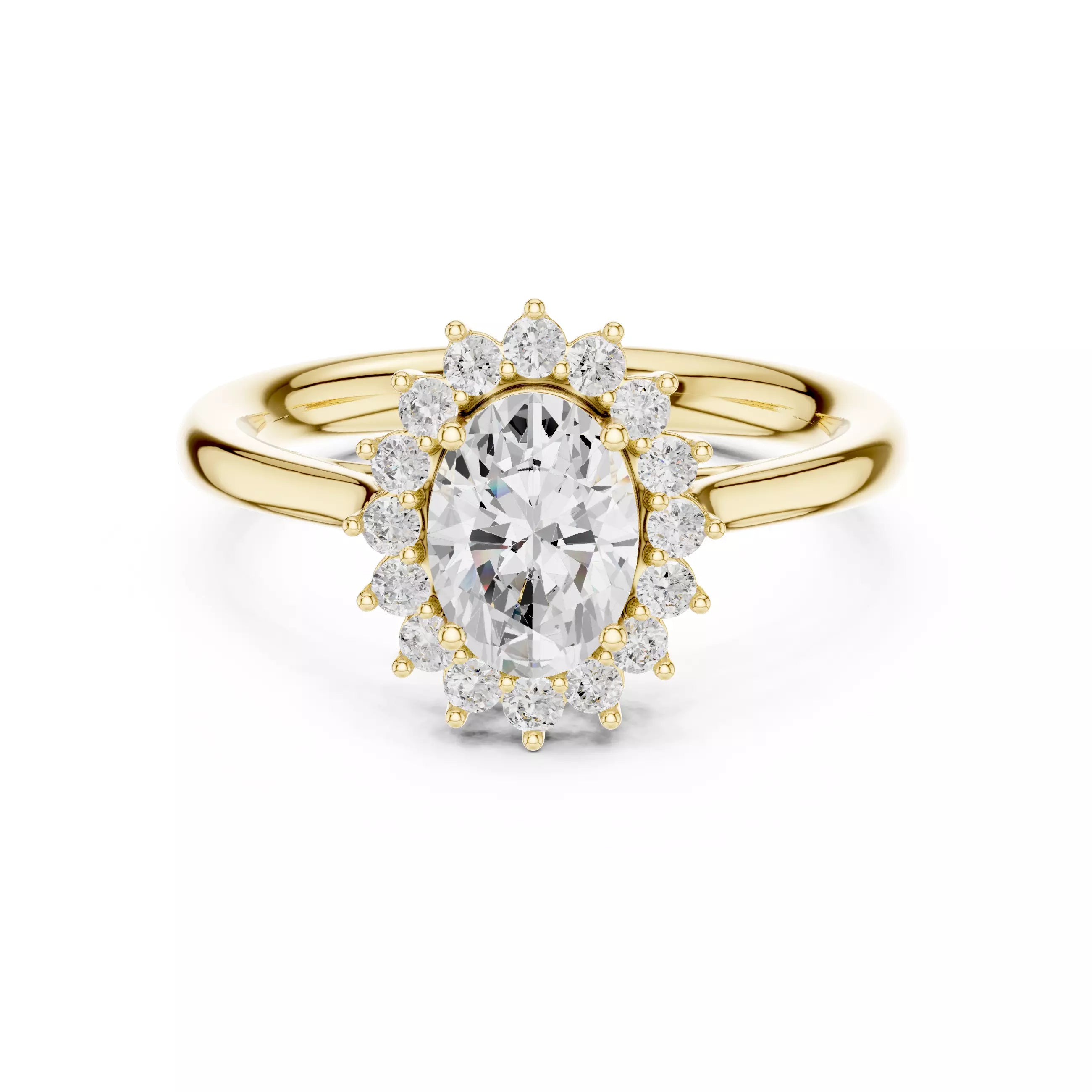 Oval cut Diamond Halo Engagement Ring