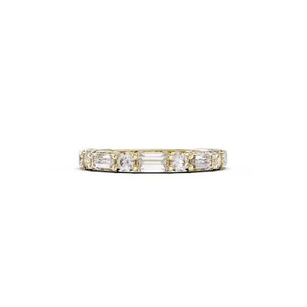 Baguette Round Cut Diamond Half Eternity Wedding Band for Women