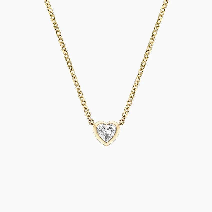 Heart Cut Bezel Set Diamond Necklace