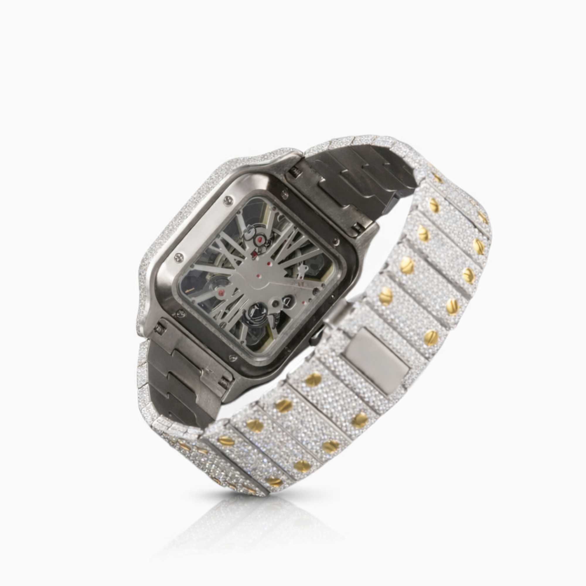 Iced Out Skeleton Square Dial Moissanite Diamond Luxury Watch