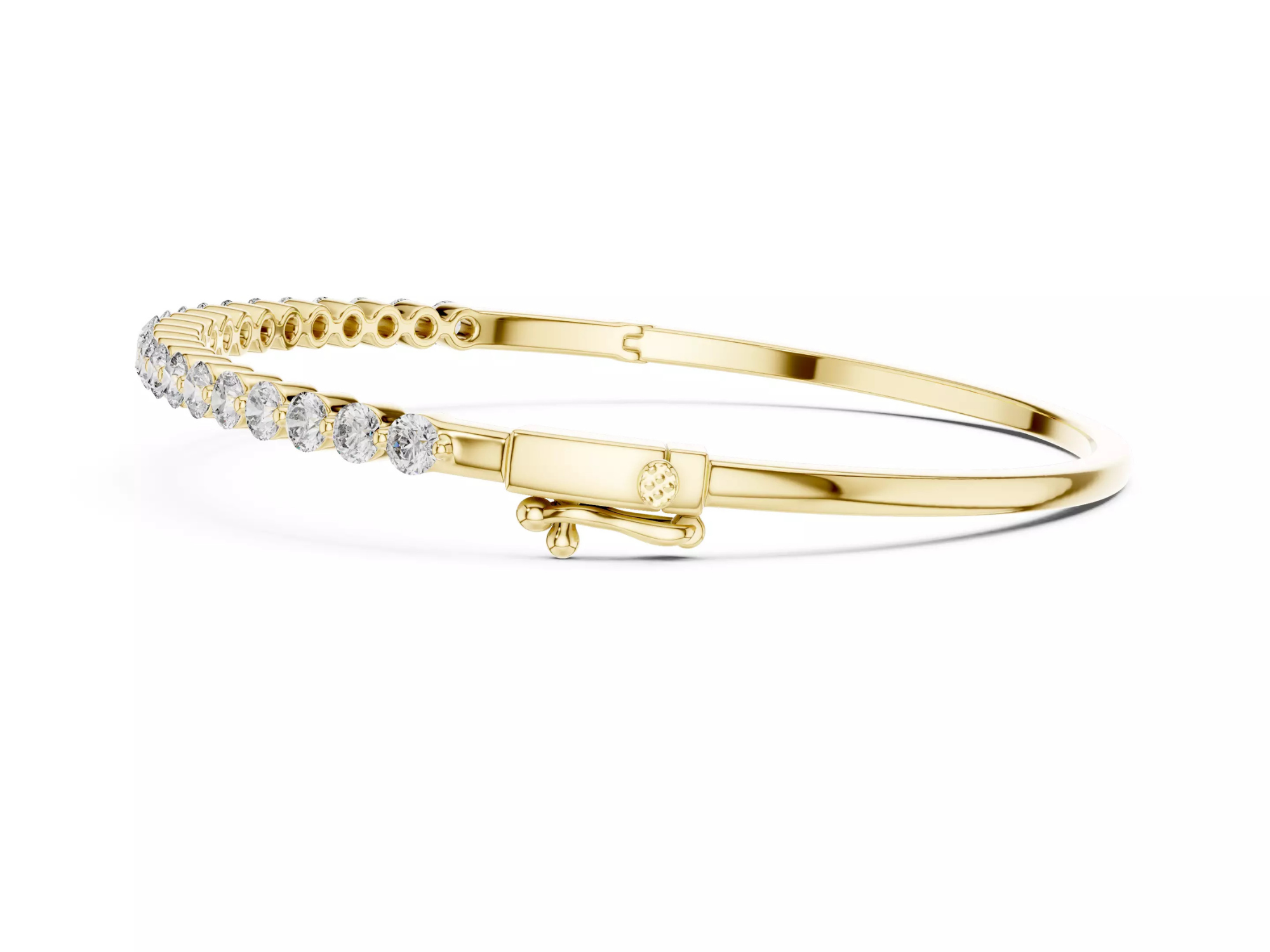 Round Cut Half Diamond Bangle Bracelet | Fine Jewelry