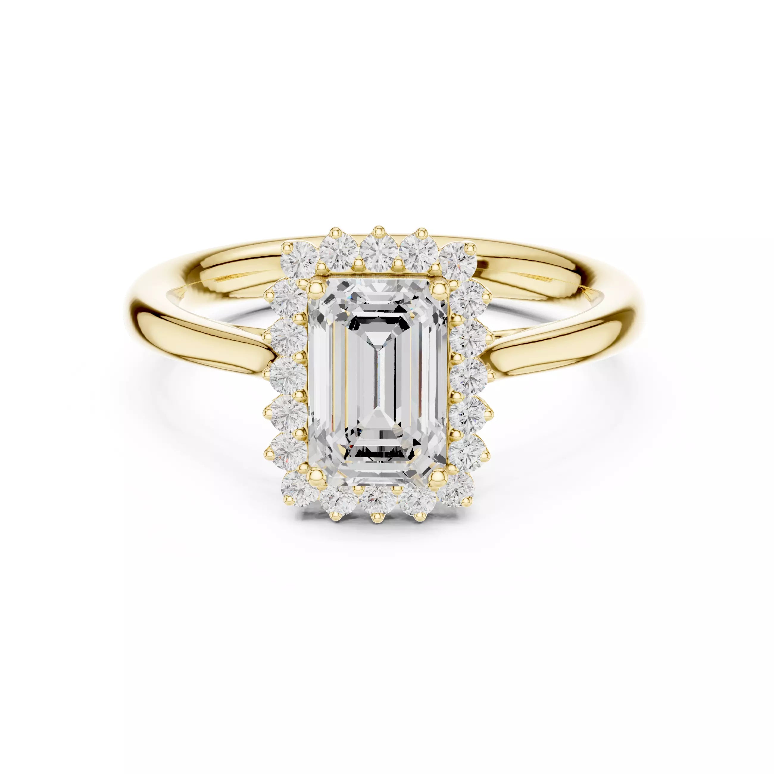 Emerald cut Diamond Halo Engagement Ring