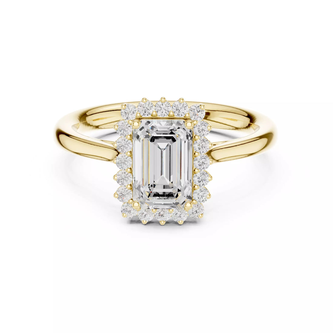 Emerald cut Diamond Halo Engagement Ring