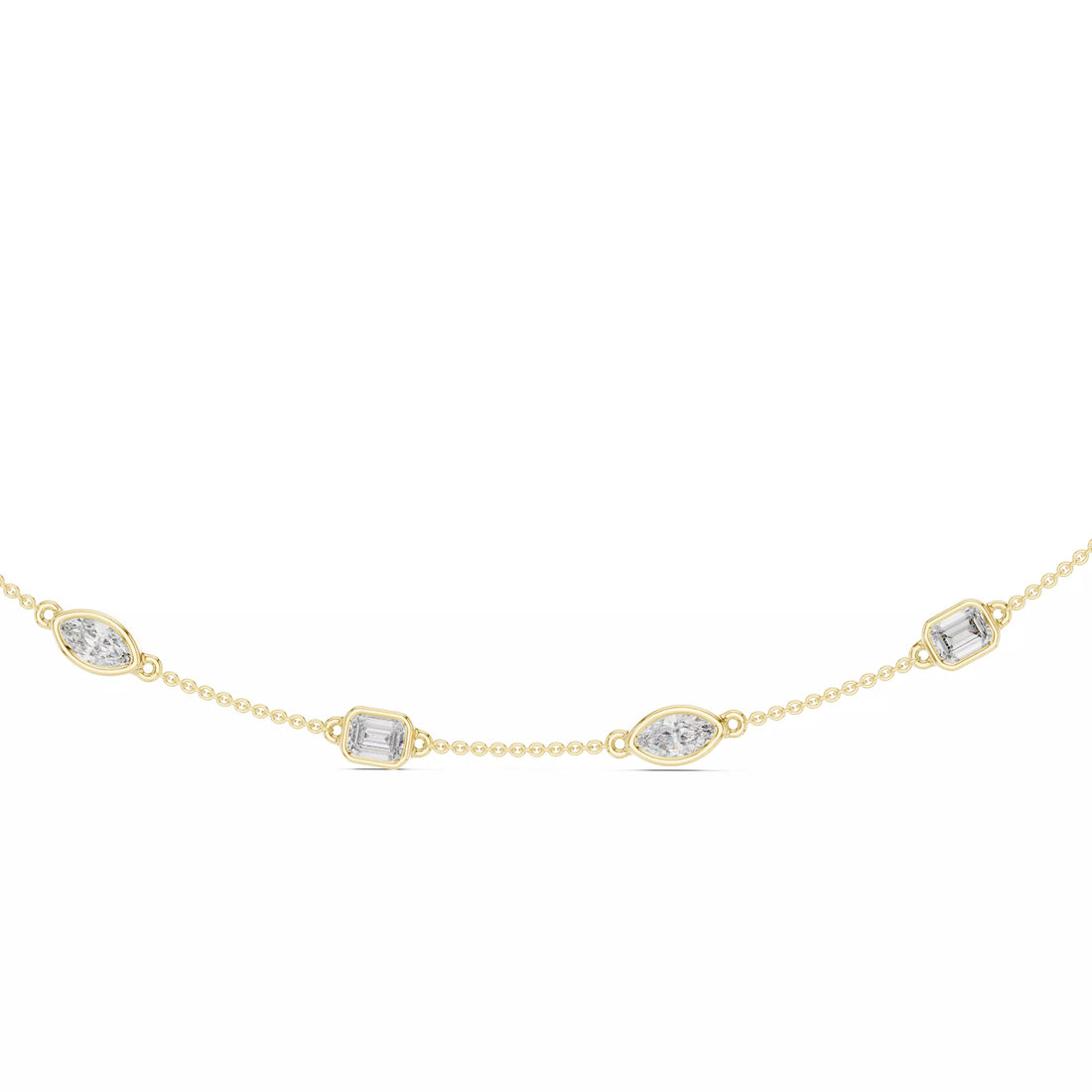 Multi Shape Diamond Bezel Station Necklace