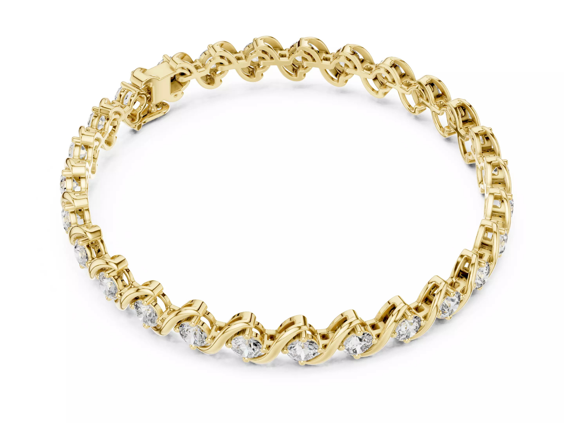 Twist Round cut Diamond Tennis Bracelet Fine Jewelry