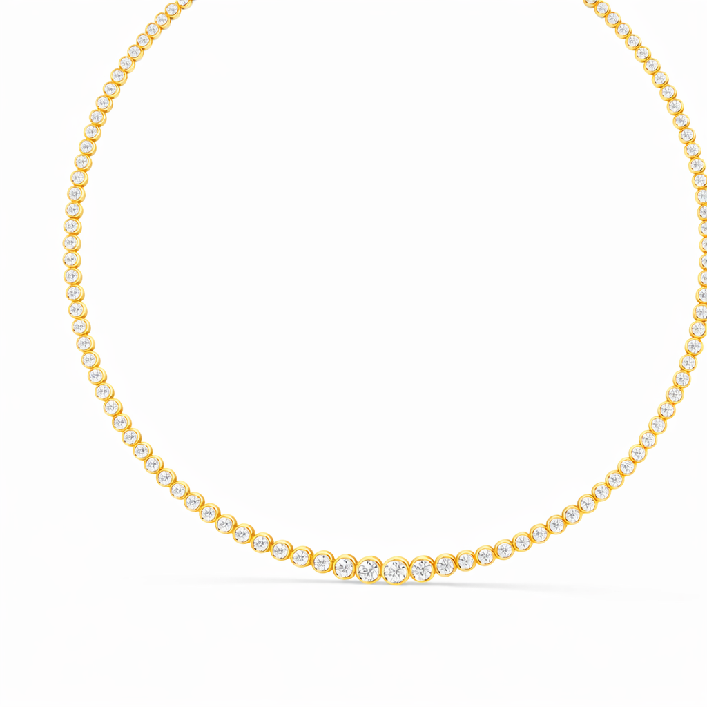 Luxury Round cut Diamond Bezel Set Tennis Necklace