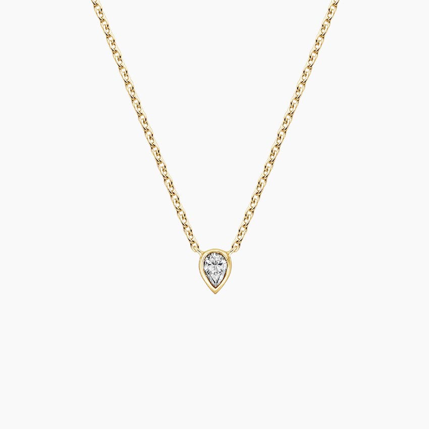Pear Cut Bezel Solitaire Diamond Necklace