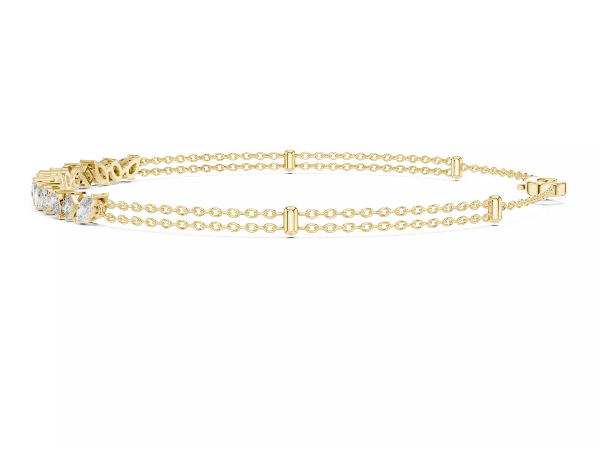 Multi Shape Diamond Bar Chain Bracelet Fine Jewelry