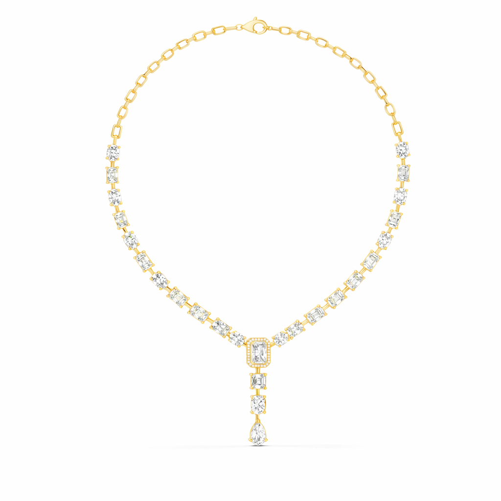 Multi Shape Diamond Drop Tennis Necklace