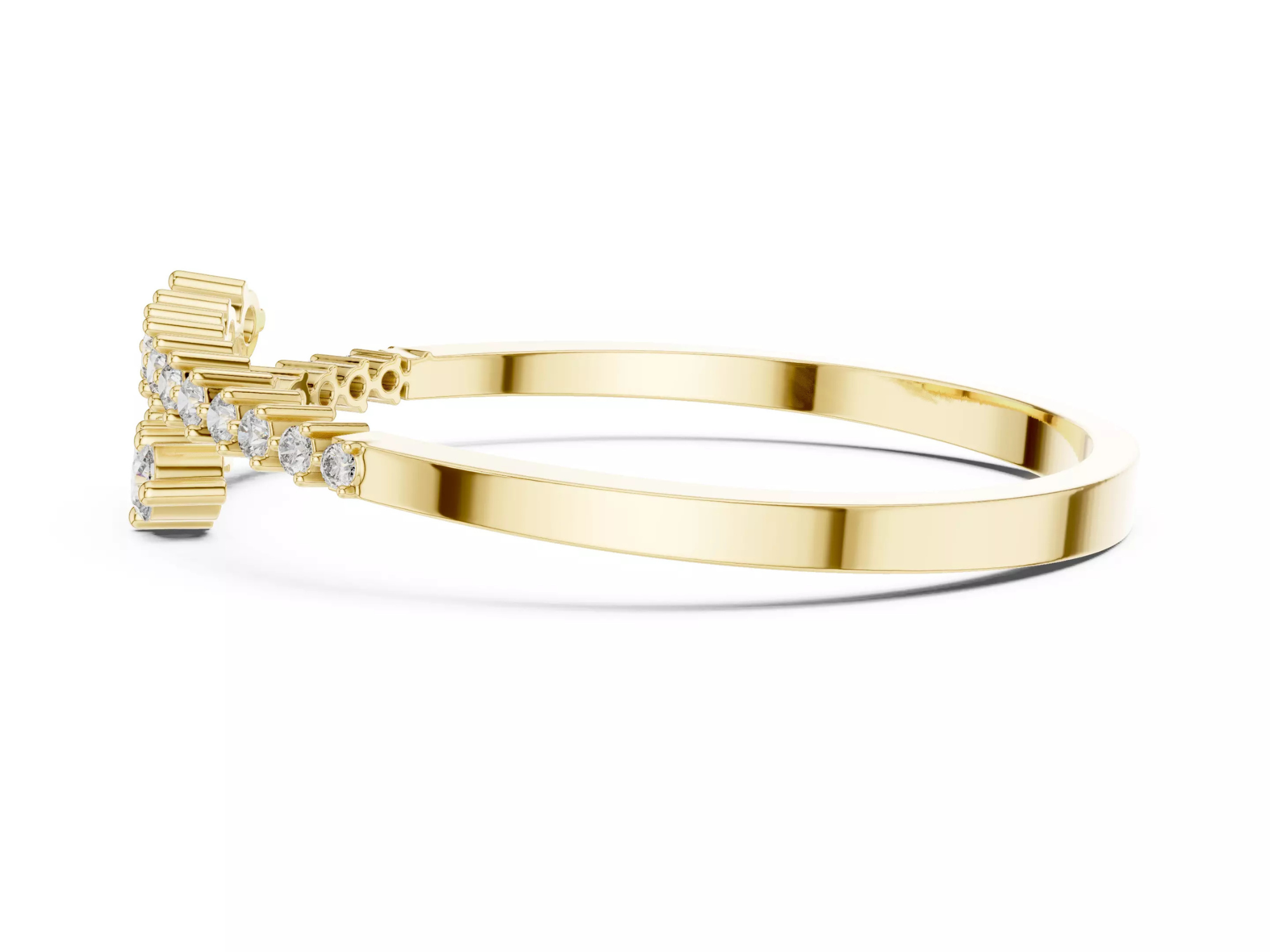 Round Cut Diamond Bangle Bracelet Modern Luxury Jewelry