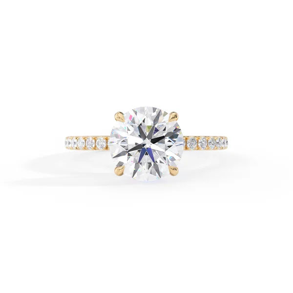Round Cut Solitaire Pavé Hidden Halo Ring