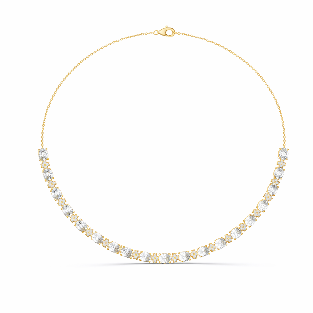 Graduated Diamond Curve Necklace For Women
