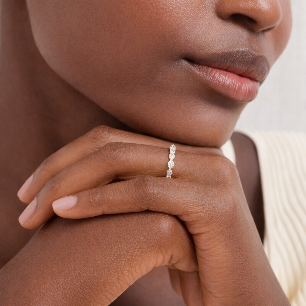 Round And Marquise Diamond Eternity Band Wedding Ring For Women