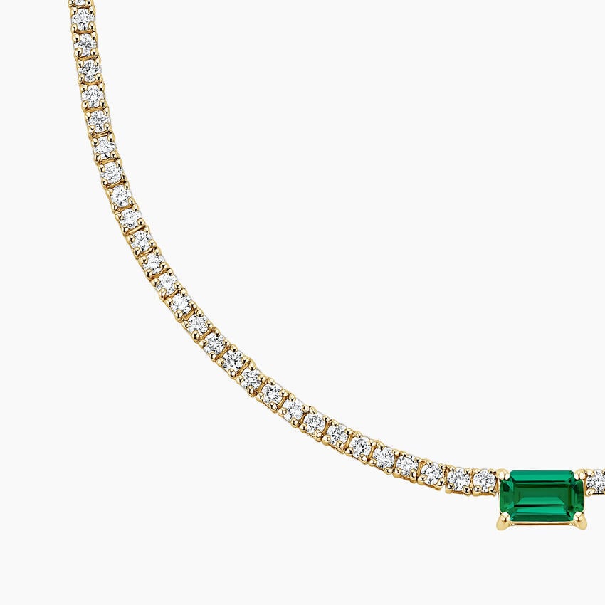 Emerald Ruby Green Center Stone Solitaire Tennis Necklace