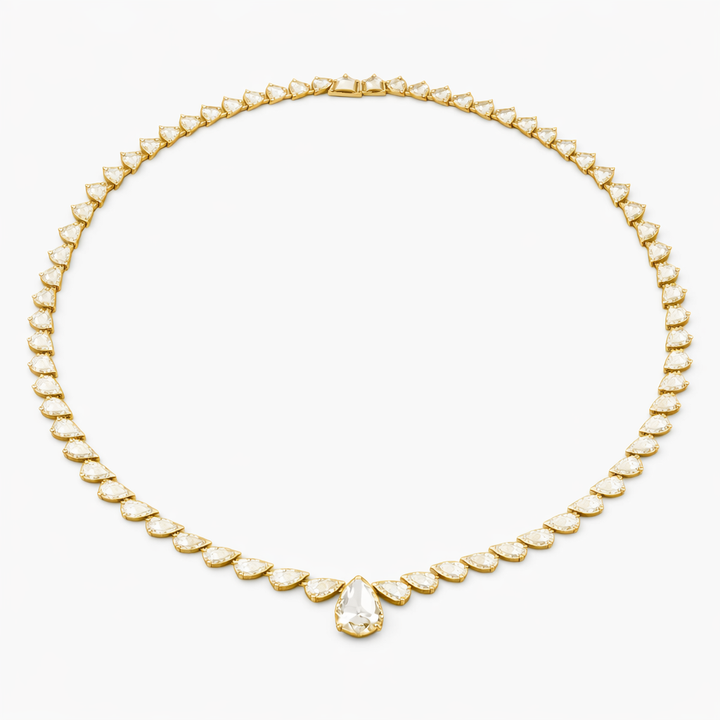 Pear Cut Diamond Tennis Necklace Elegant Bridal Jewelry Gift