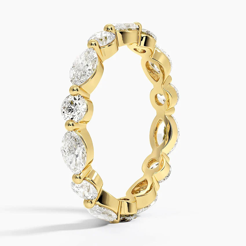 Round And Marquise Diamond Eternity Band Wedding Ring For Women