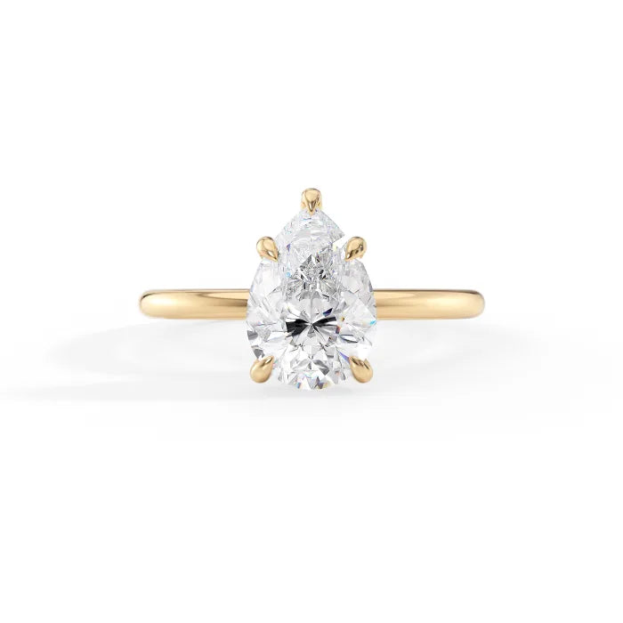 Pear Cut Solitaire Diamond Engagement Ring Classic Promise Ring