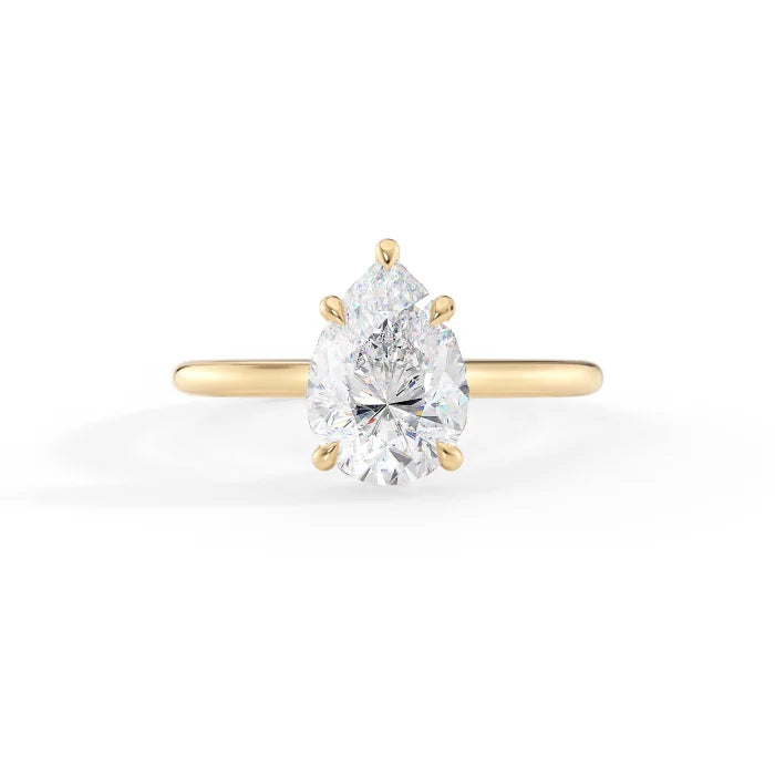 Pear Shape Diamond Hidden Halo Engagement Ring For Women