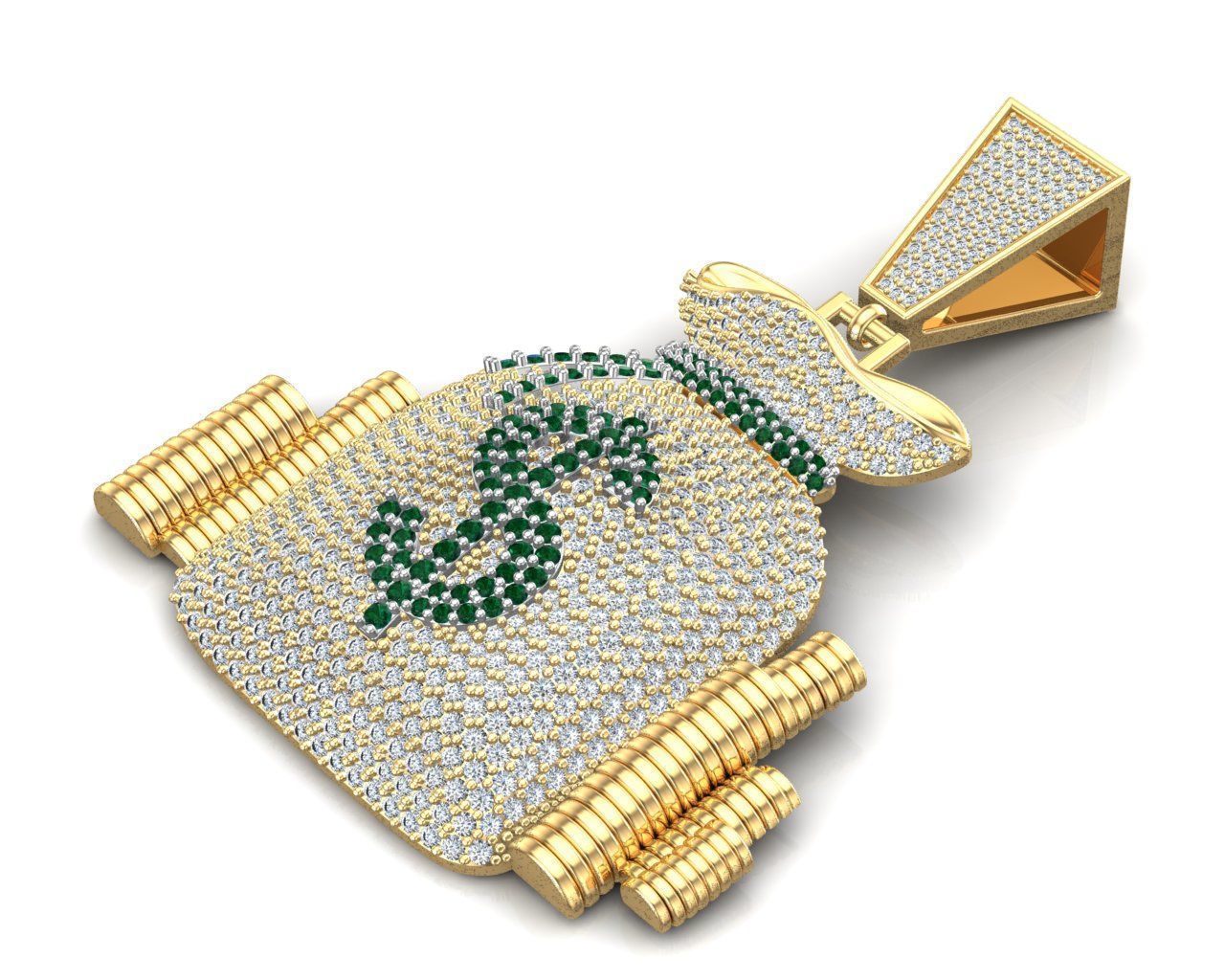 Iced Out Money Bag Dollar Sign Hip Hop Pendant