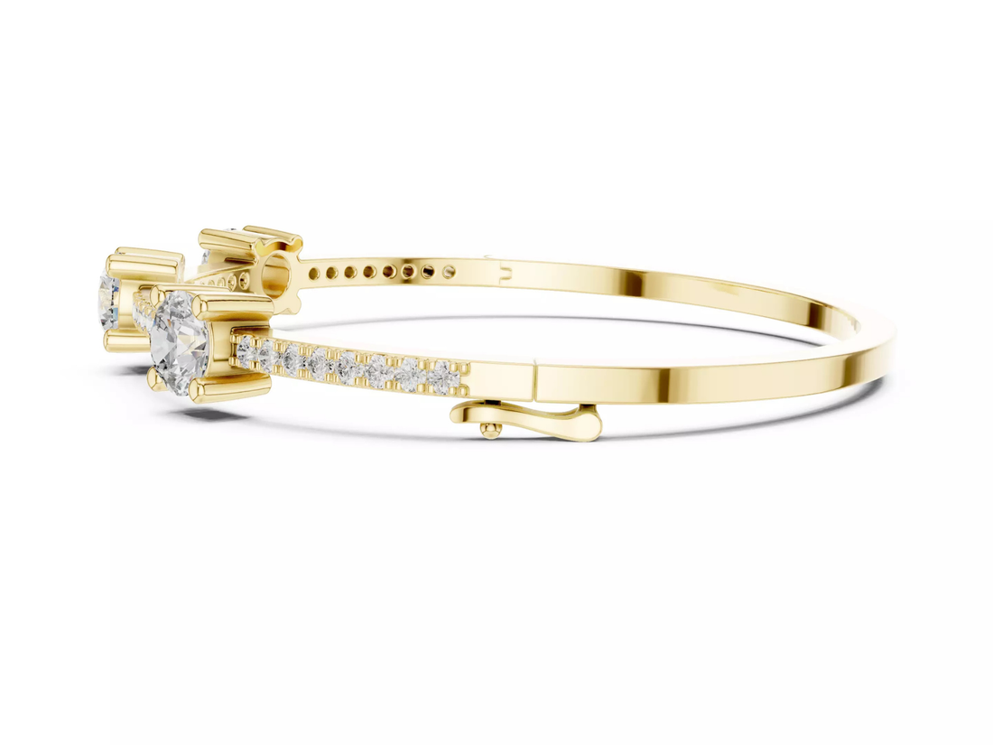 Three Stone Diamond Bangle Bracelet Luxury Jewelry