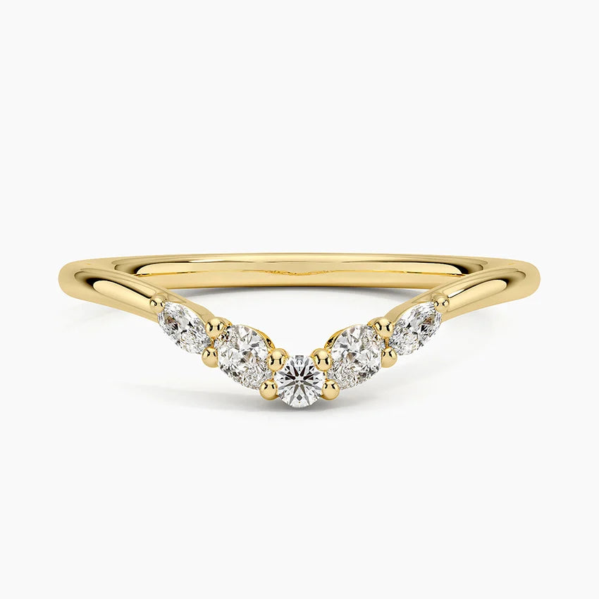 Elegant V Shape Diamond Wedding Band Ring For Women