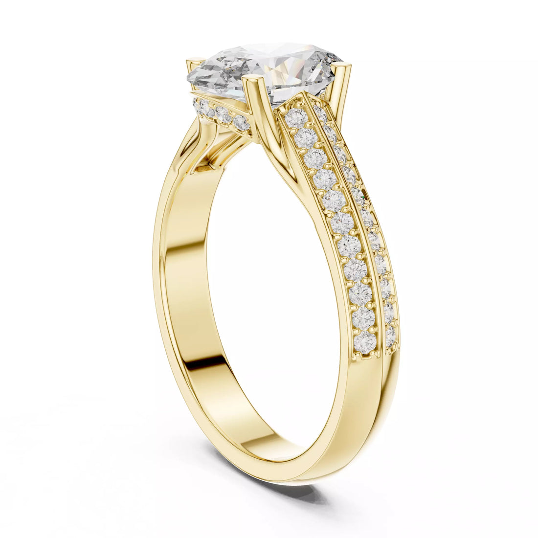 Oval cut Diamond Double Pavé Band Engagement Ring