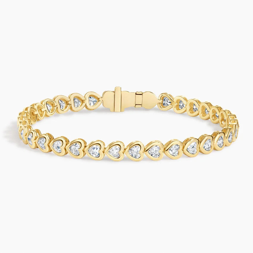 Heart Shape Diamond Bezel Set Tennis Bracelet For Women