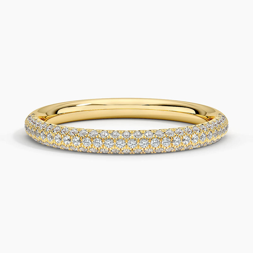 Round Diamond Pave Half Eternity Wedding Band Ring