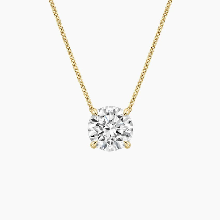 Round Cut Solitaire Diamond Pendant Necklace