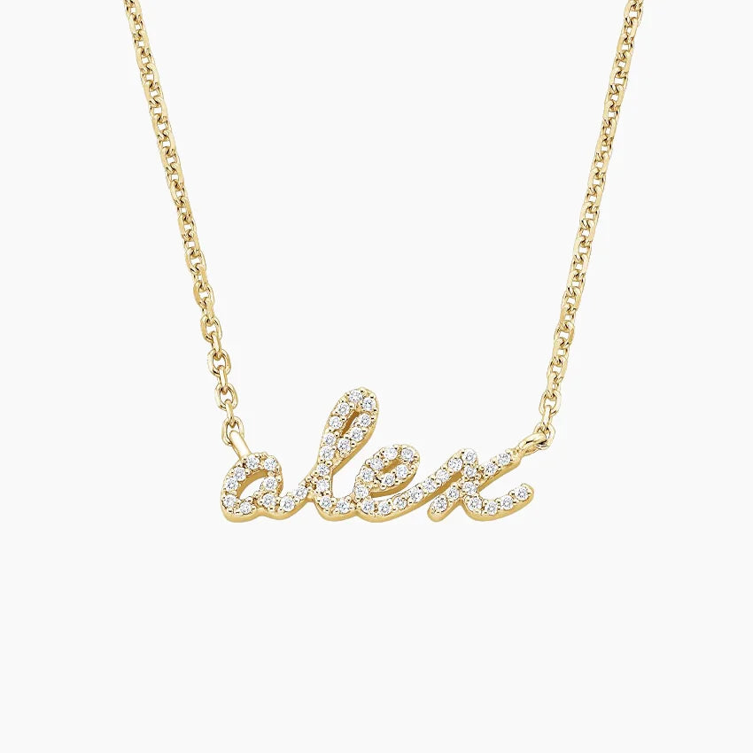 Personalized Diamond Name Necklace – Custom Script Letter Jewelry