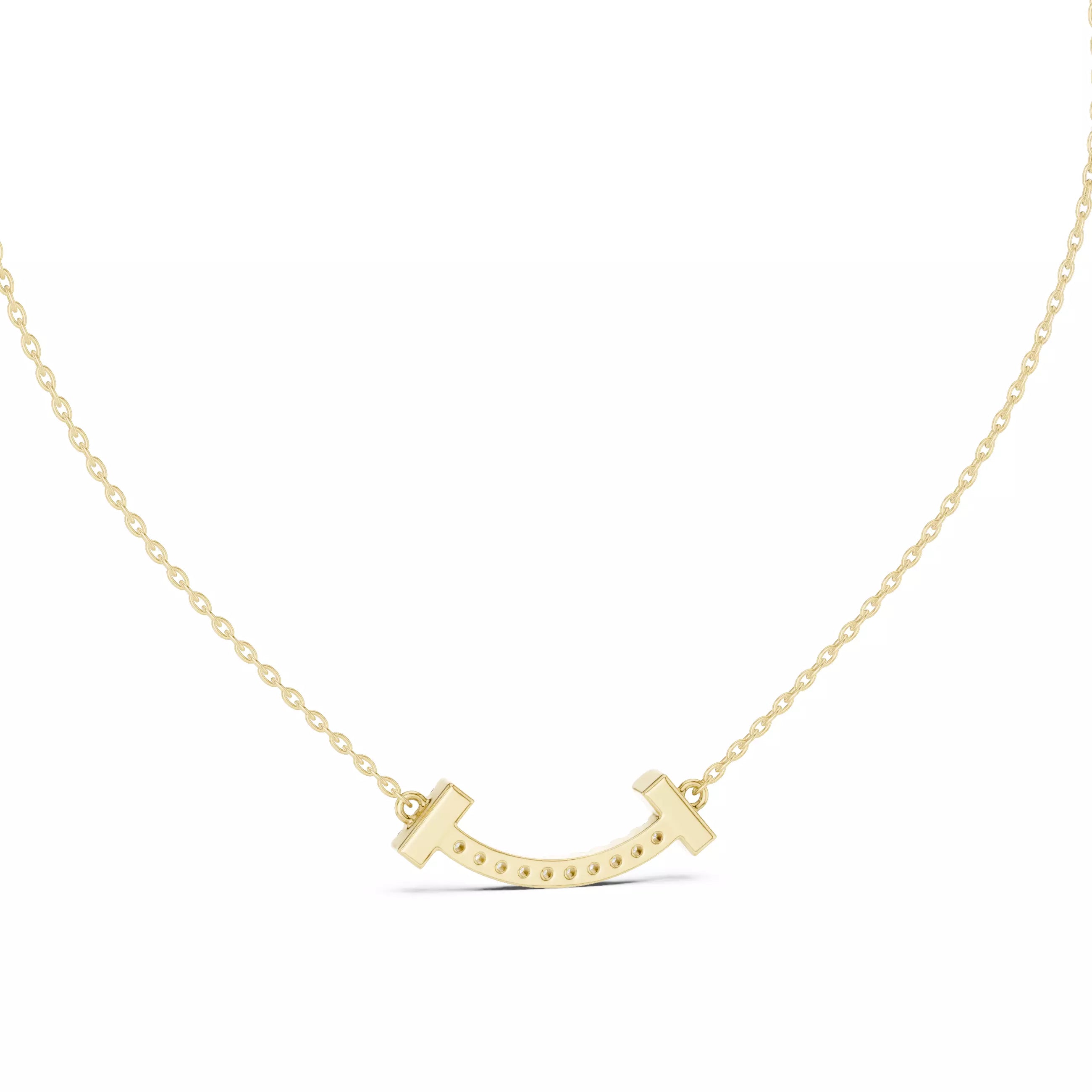 Curved Diamond Bar Necklace For Women Minimal Jewelry