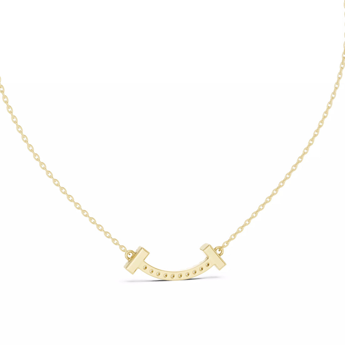 Curved Diamond Bar Necklace For Women Minimal Jewelry
