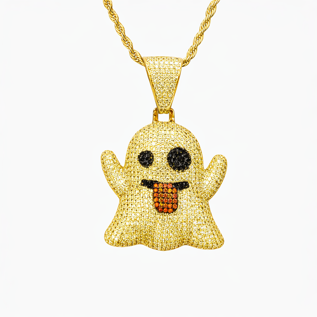 Cartoon Ghost Statement Pendant Hip Hop Silver jewelry