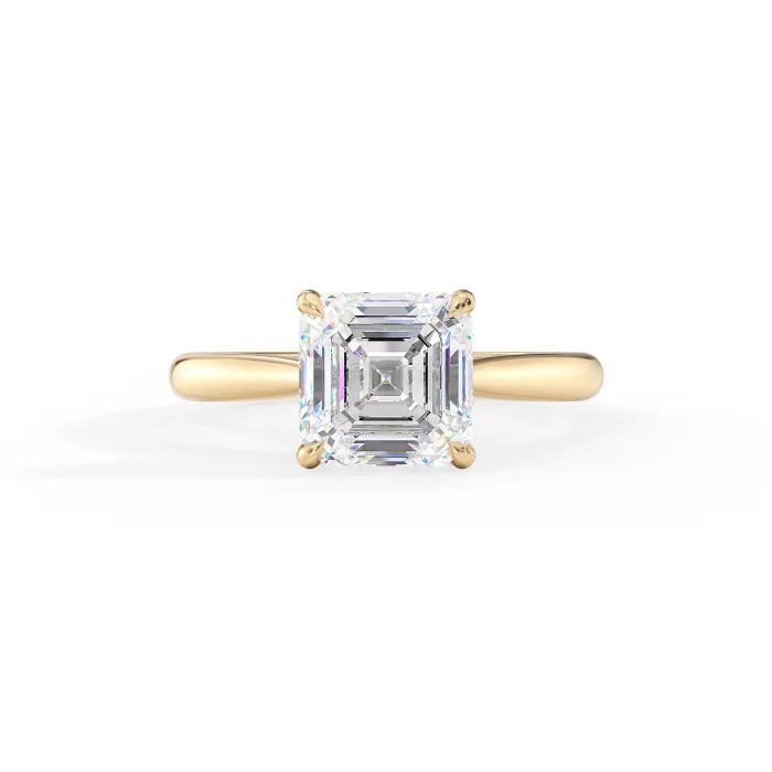 Asscher Cut Cathedral Engagement Ring Classic Four Prong Setting