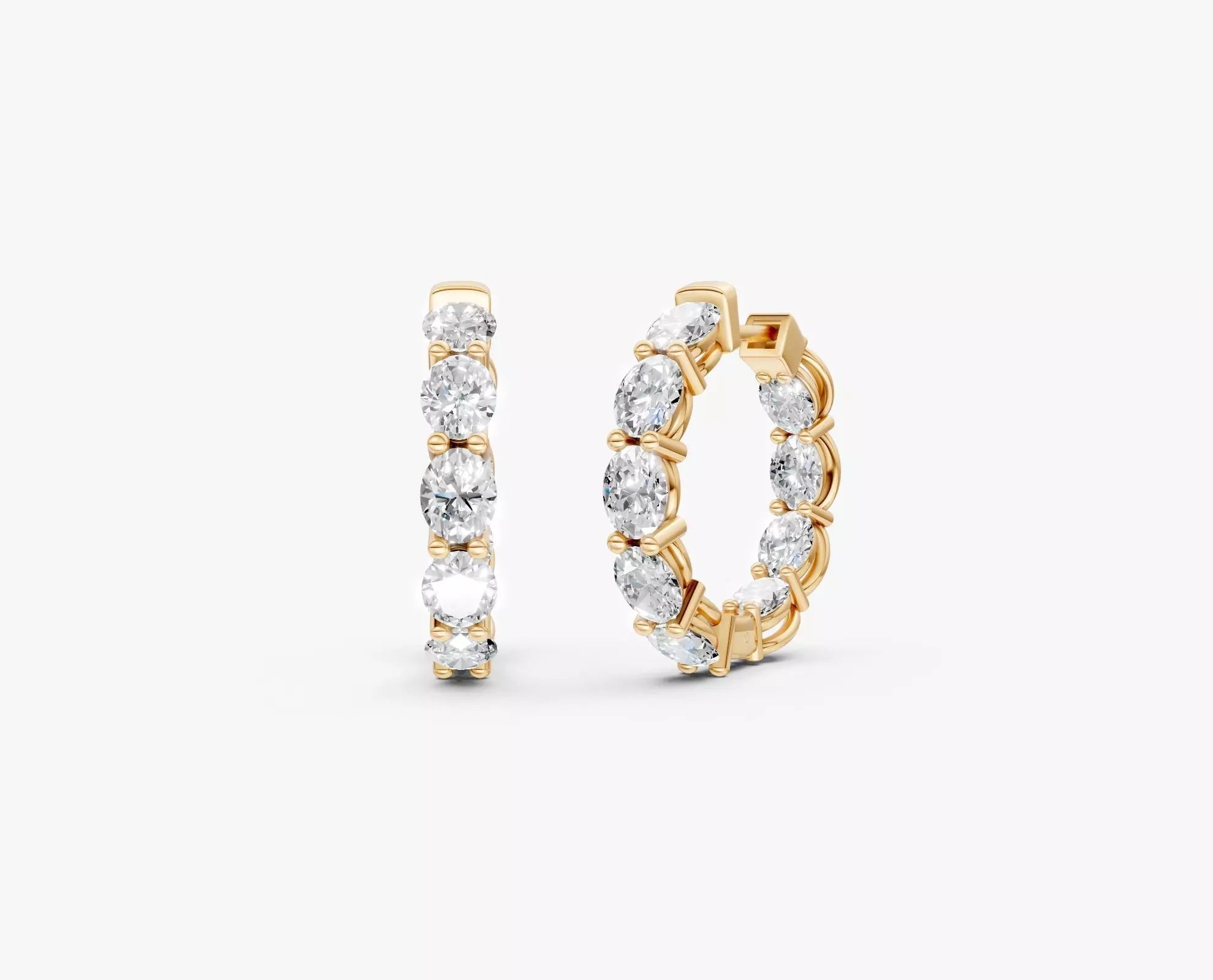 Oval cut Diamond Hoop Earrings in Luxury Prong Setting