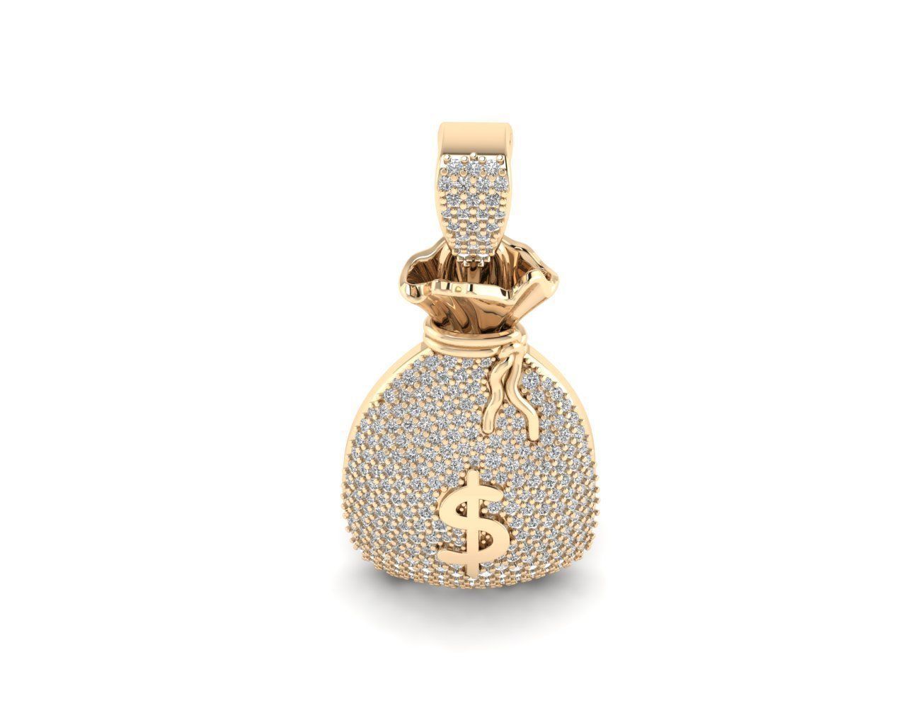 Iced Dollar Money Bag Diamond Pendant