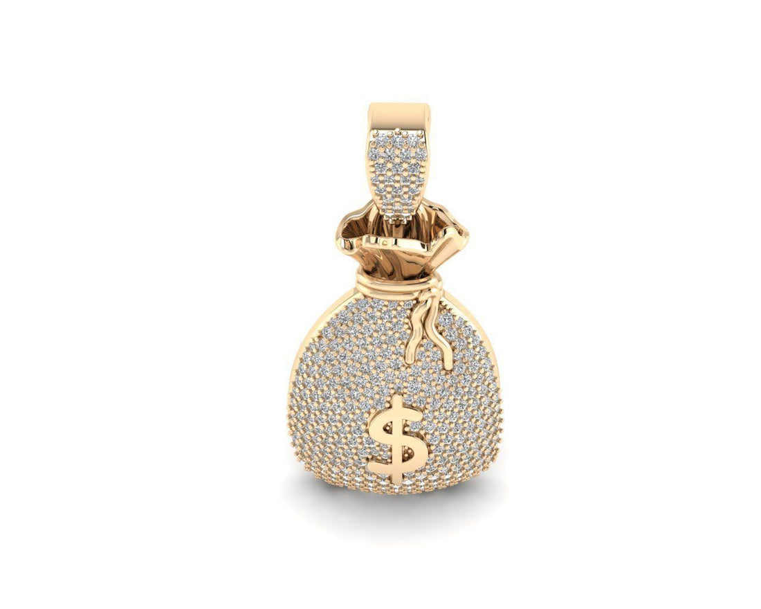 Iced Dollar Money Bag Diamond Pendant