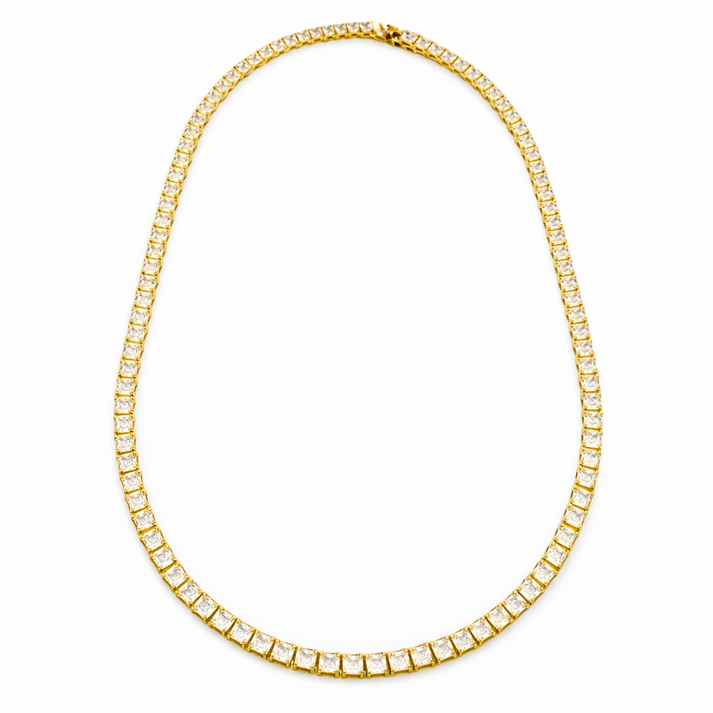 Princess Cut Diamond Tennis Necklace Classic Luxury Everyday Statement Jewelry