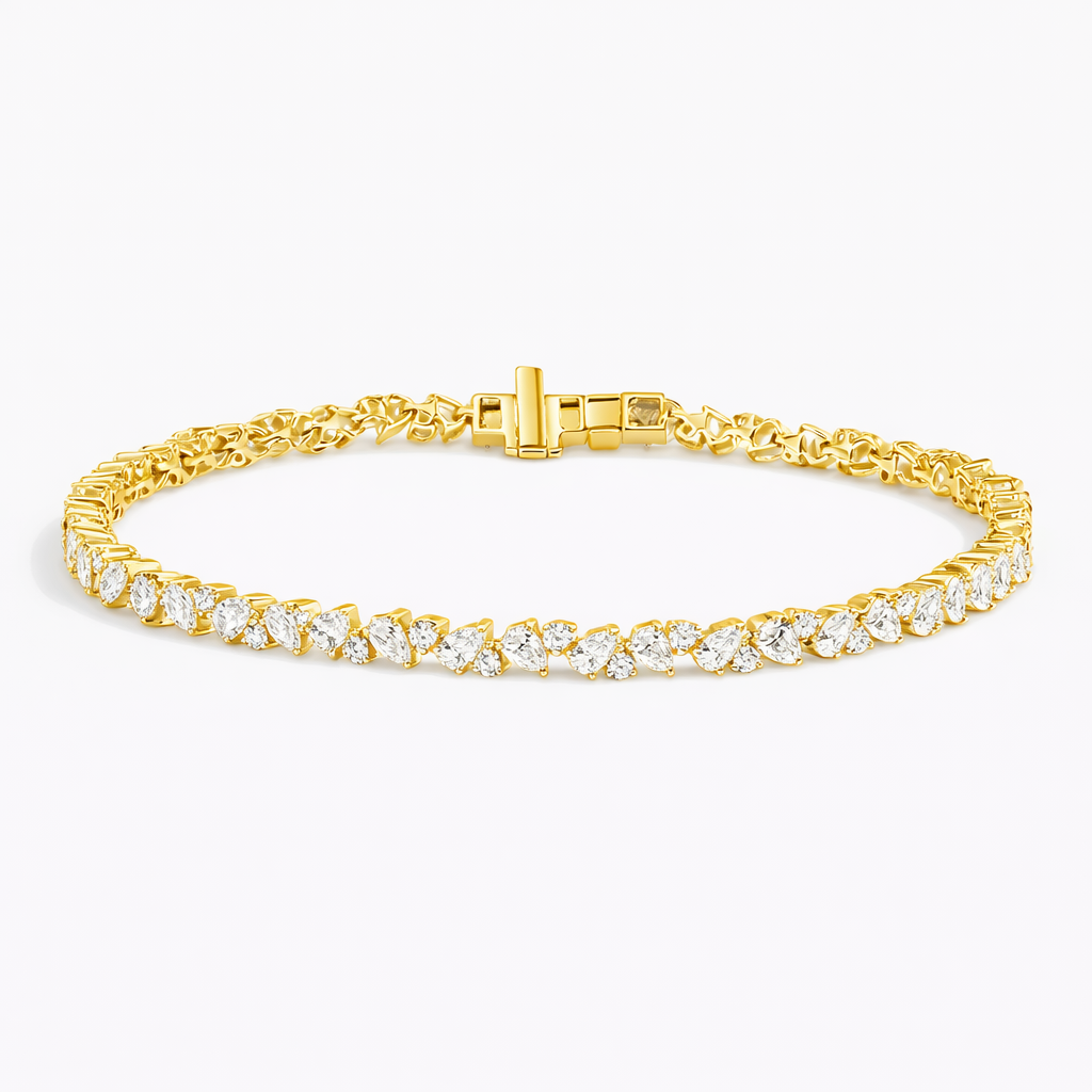 Pear\Round Cut Diamond Tennis Bracelet Luxury Jewelry Gift