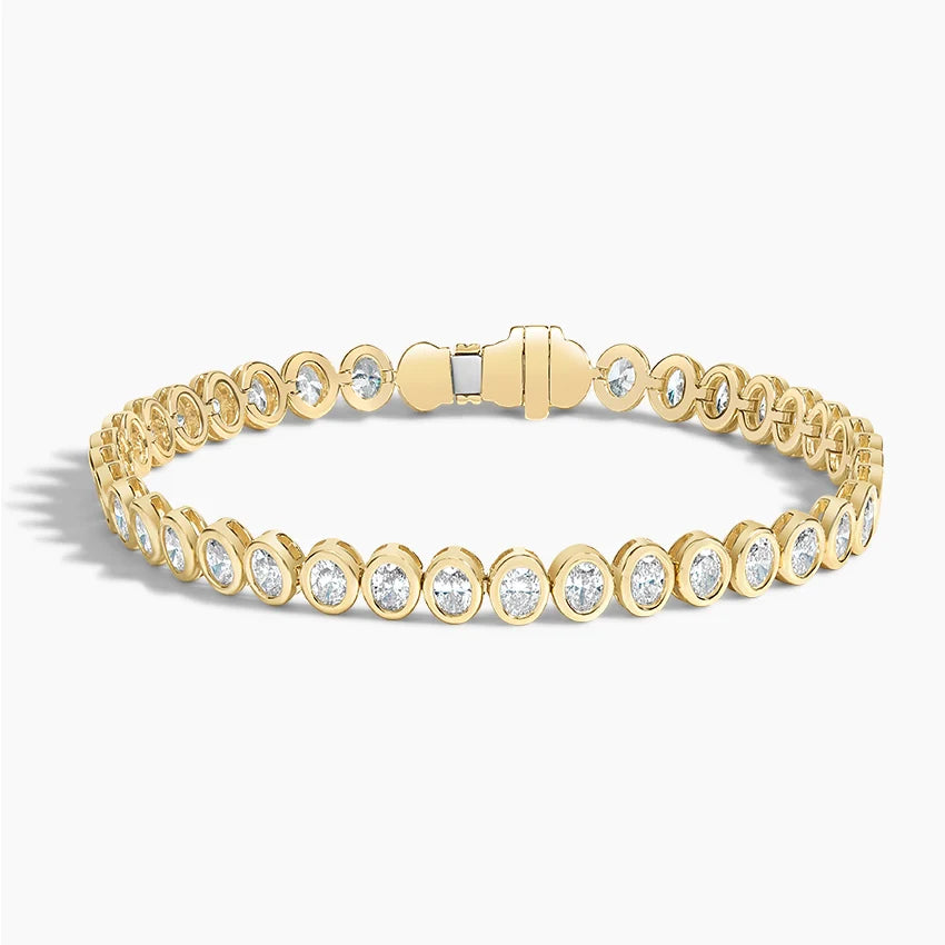 Oval Cut Bezel Set Diamond Tennis Bracelet For Women