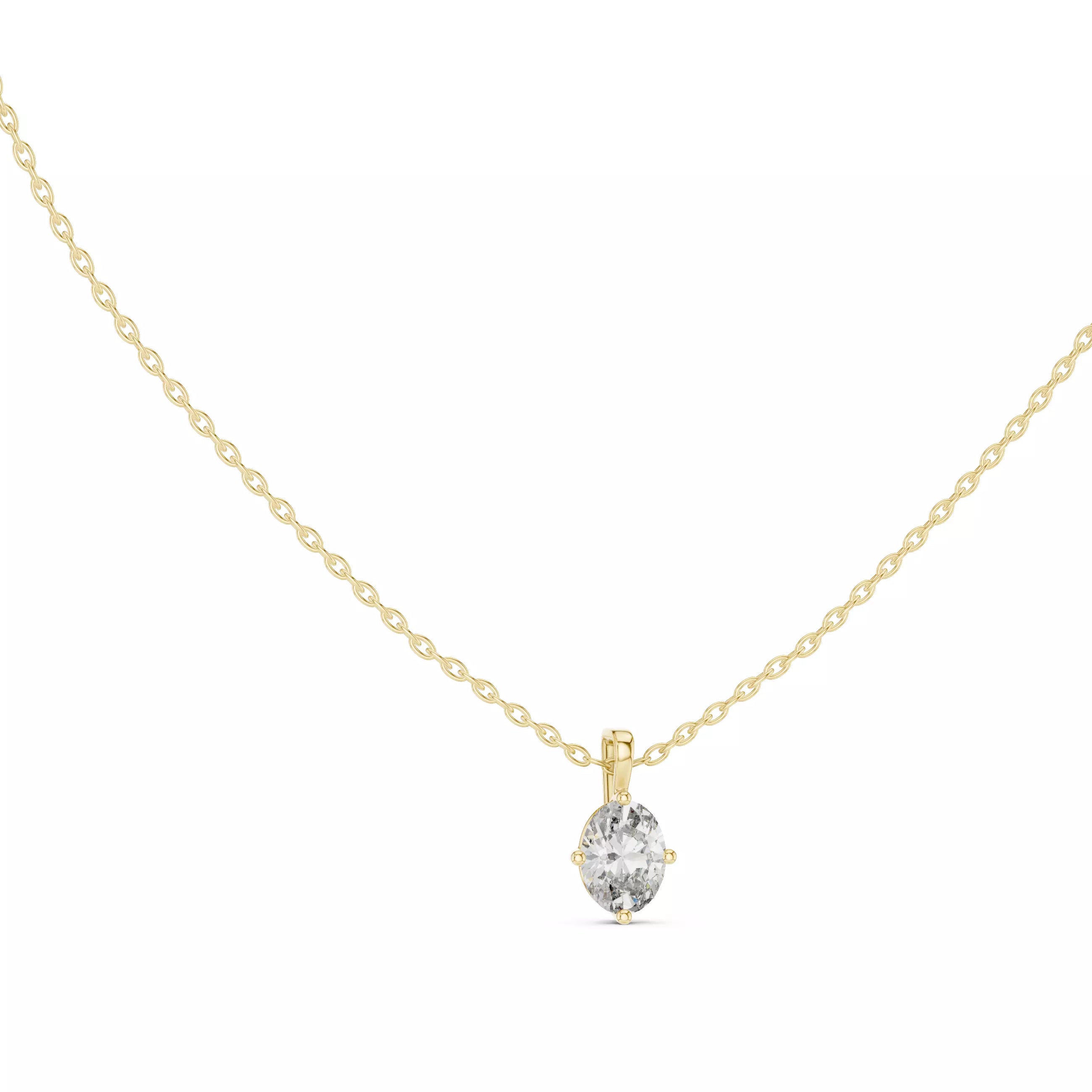 Oval Cut Diamond Solitaire Pendant Necklace