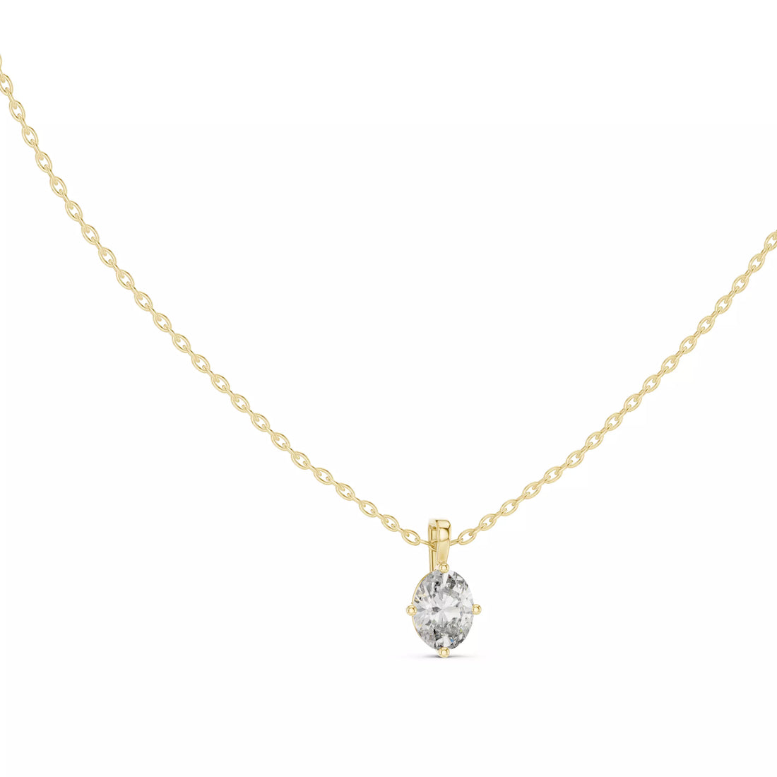 Oval Cut Diamond Solitaire Pendant Necklace
