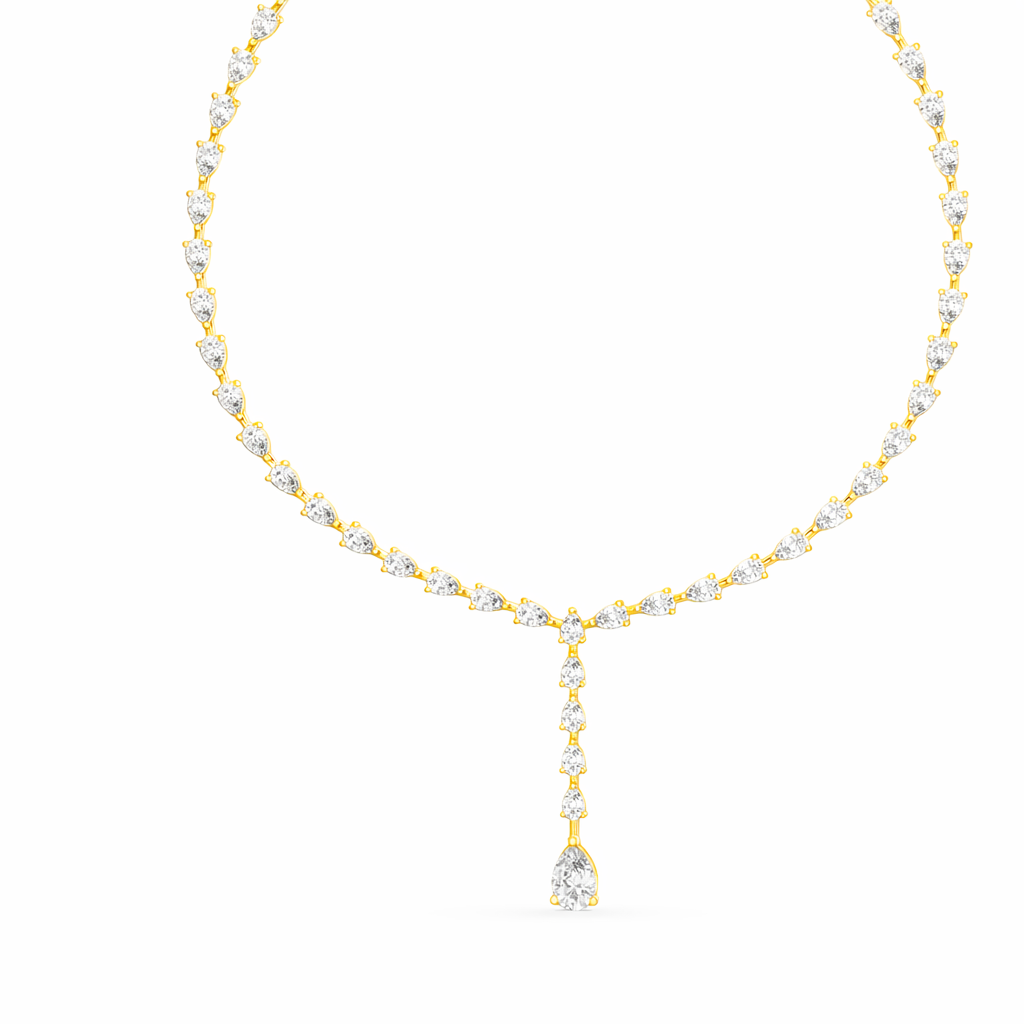 Pear Shape Diamond Drop Tennis Necklace