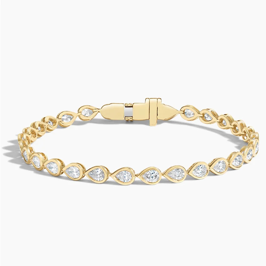 Pear Shape Diamond Bezel Set Tennis Bracelet For Women
