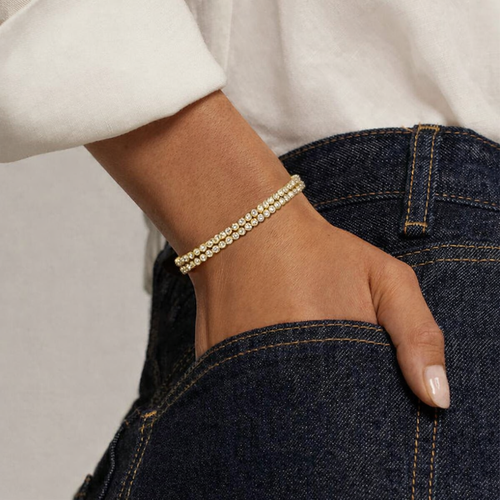Luxury Double Row Round Diamond Tennis Bracelet For Women
