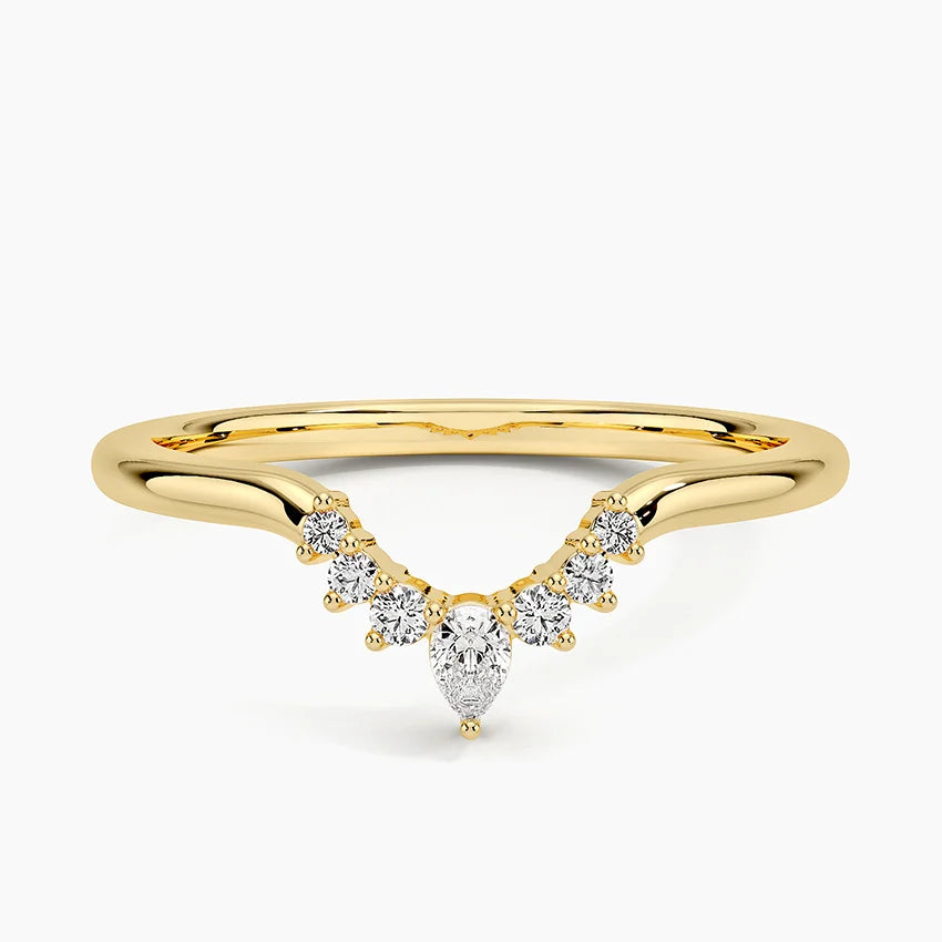 Curved Diamond Wedding Band for Women Elegant Stackable Ring