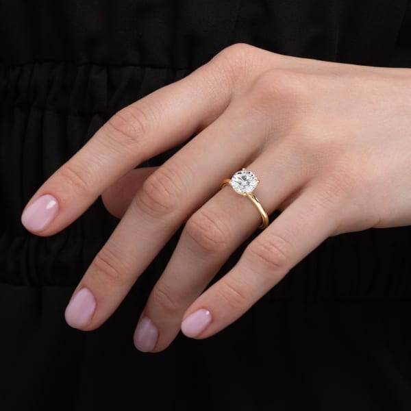 Round Cut Moissanite Four Prong Solitaire Engagement Ring 14K Gold