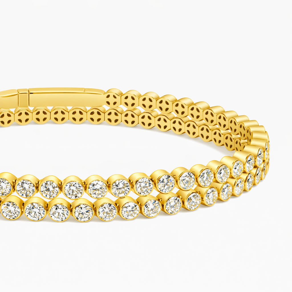 Luxury Double Row Round Diamond Tennis Bracelet For Women