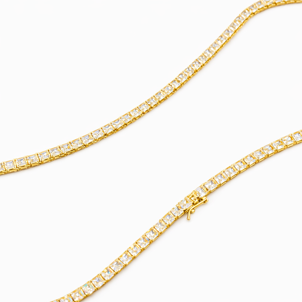 Princess Cut Diamond Tennis Necklace Classic Luxury Everyday Statement Jewelry