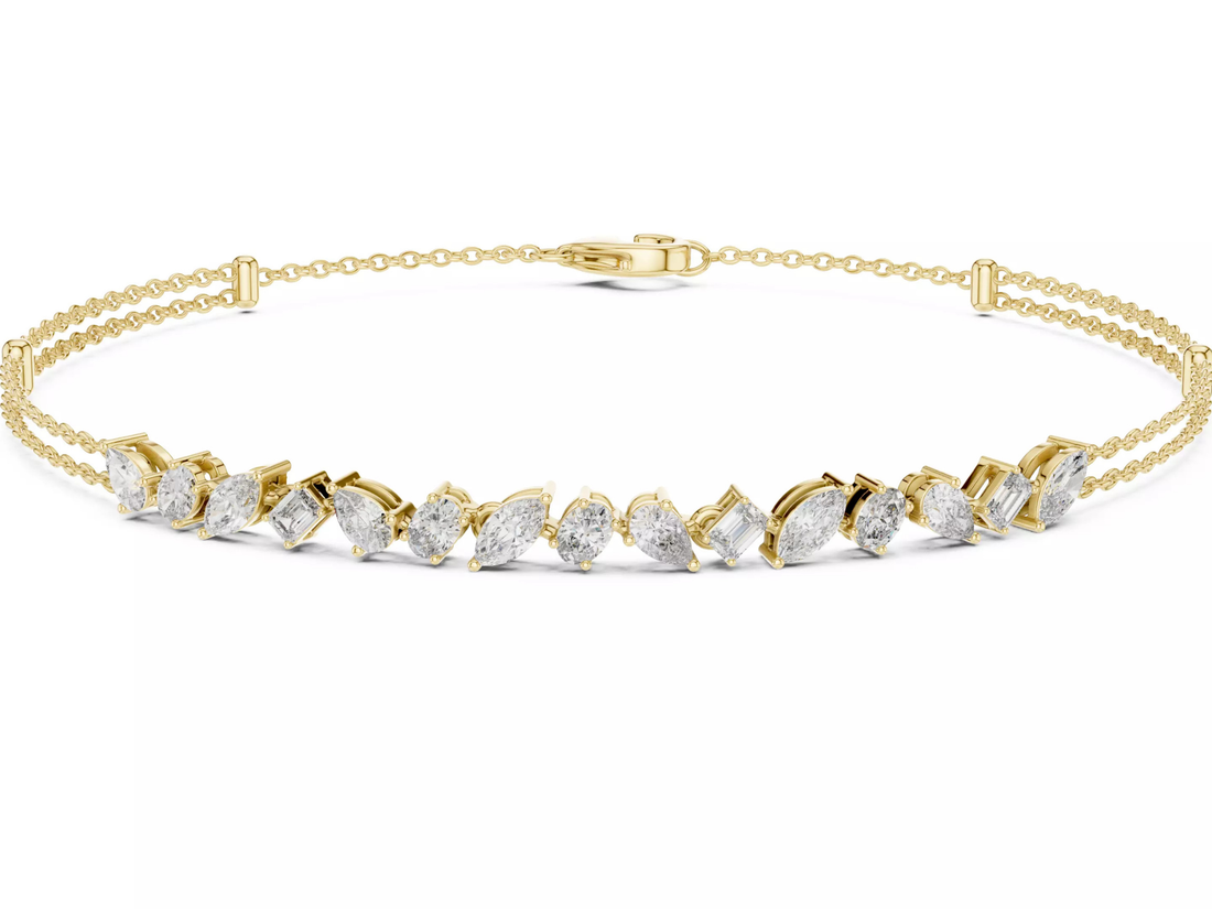 Multi Shape Diamond Bar Chain Bracelet Fine Jewelry